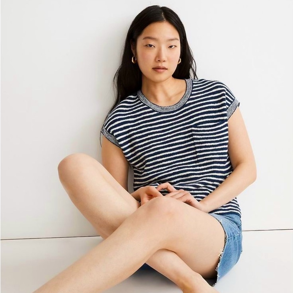Madewell Ribbed Pocket Sweater Tee in Stripe